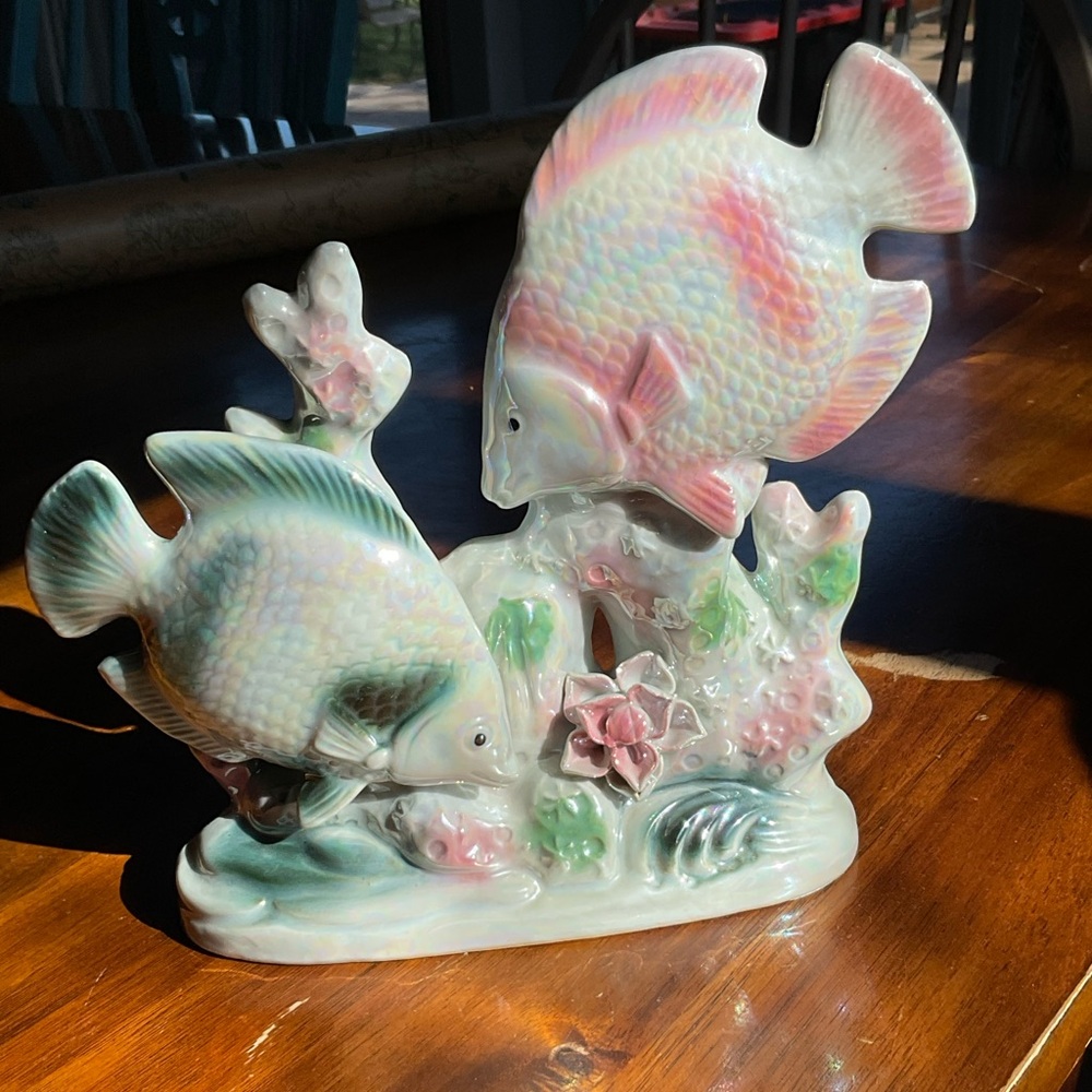Vintage Ceramic Fish Figurine with Pastel Hues